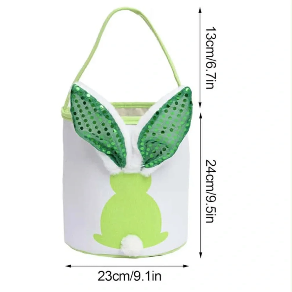 Set of 3 Easter Bunny Tote Bags with LED light up ears Green, Blue, and Purple